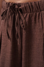 Low Waist Oversize Linen Brown Pants