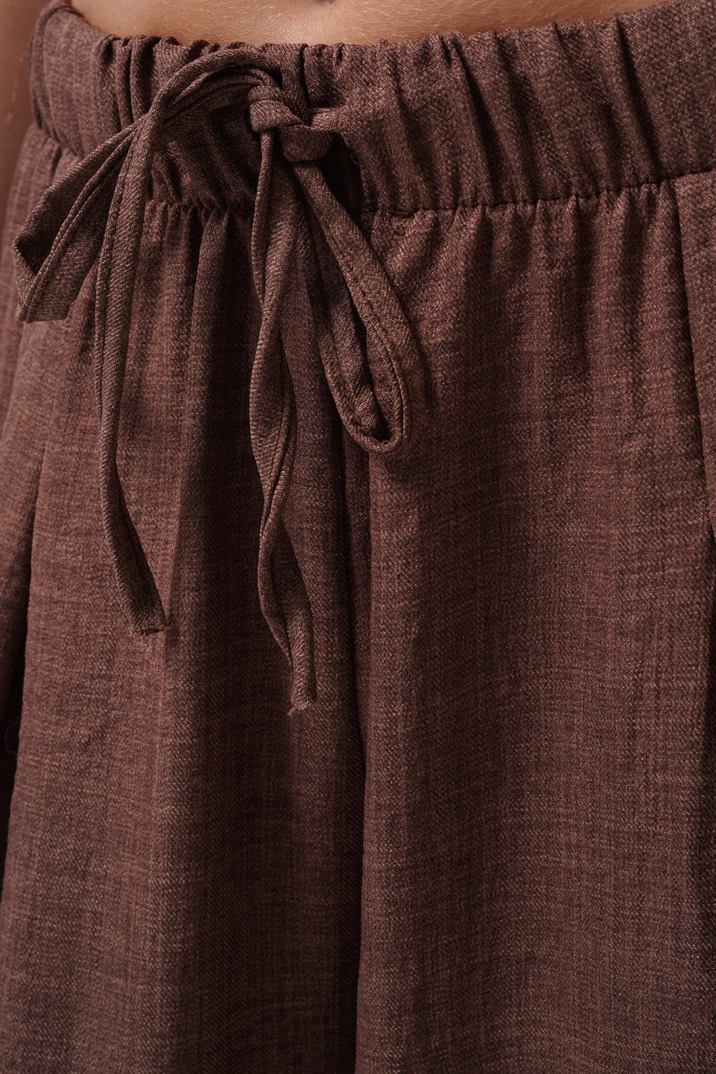 Low Waist Oversize Linen Brown Pants