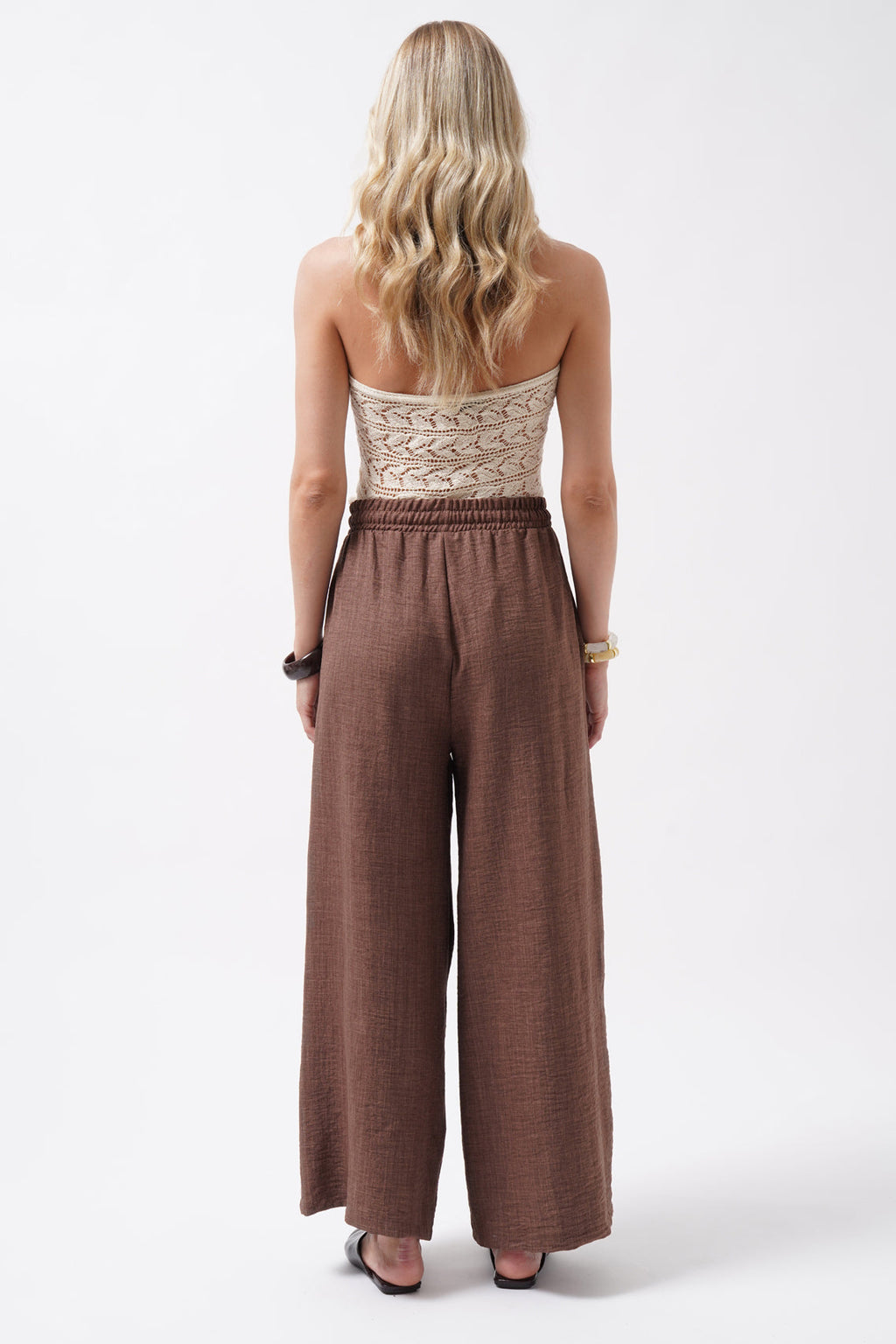 Accessory Detail Linen Dark Brown Pants