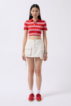 Cargo Pocket Mini White Denim Skirt