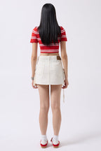 Cargo Pocket Mini White Denim Skirt