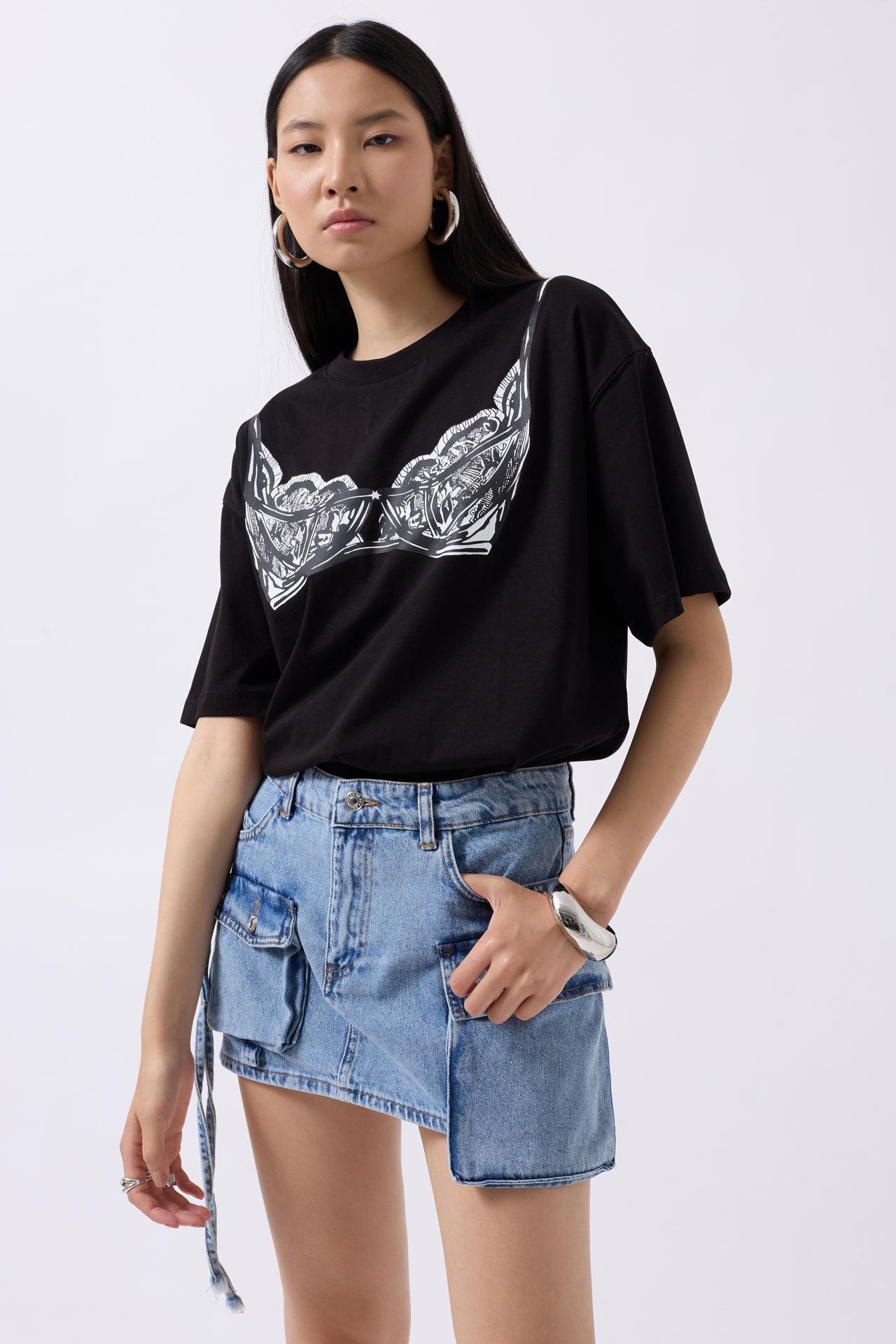 Cargo Pocket Mini Blue Denim Skirt