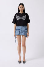 Cargo Pocket Mini Blue Denim Skirt