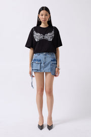 Cargo Pocket Mini Blue Denim Skirt