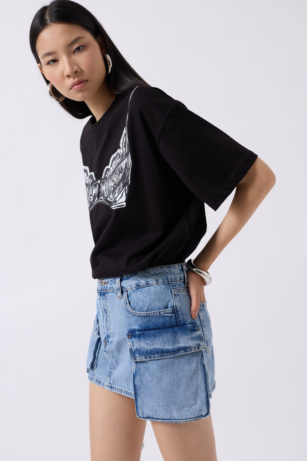 Cargo Pocket Mini Blue Denim Skirt