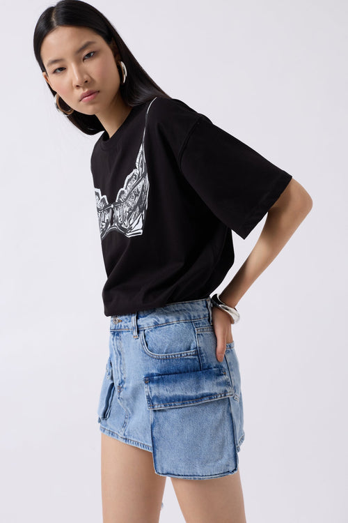 Cargo Pocket Mini Blue Denim Skirt