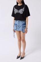 Cargo Pocket Mini Blue Denim Skirt