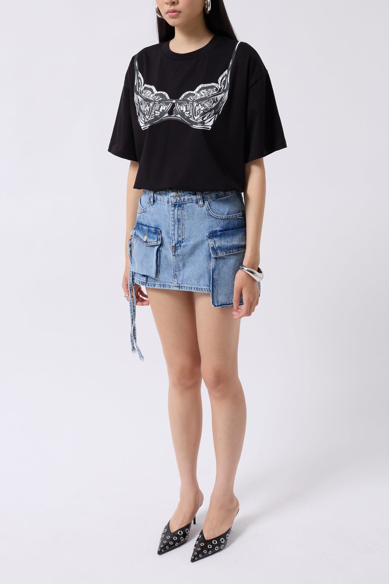 Cargo Pocket Mini Blue Denim Skirt