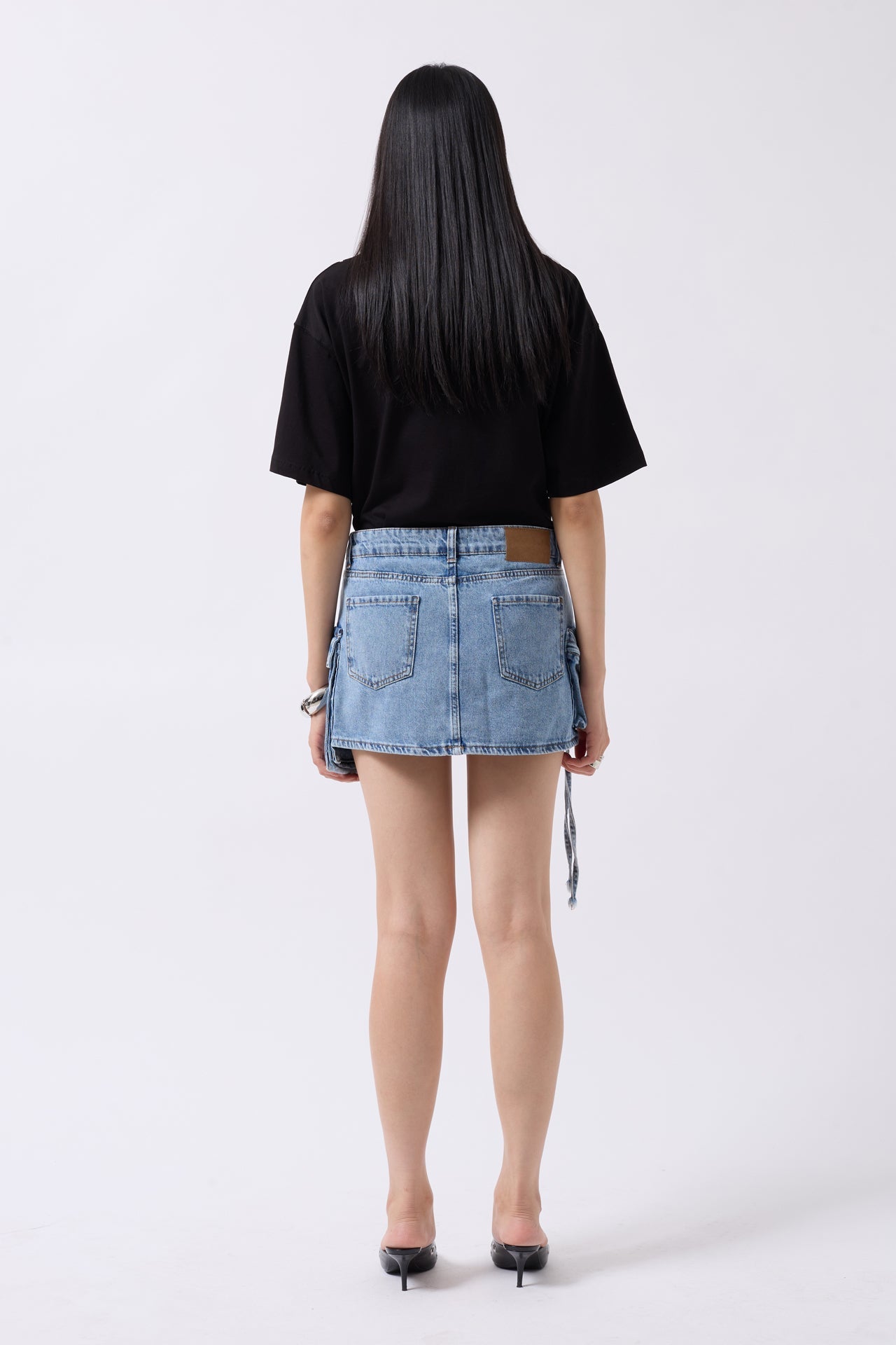 Cargo Pocket Mini Blue Denim Skirt