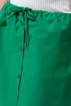 Elastic Waist Buttoned Green Mini Skirt