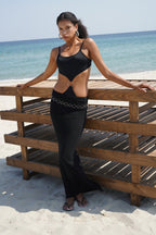 Maxi Length Textured Black Skirt