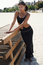 Maxi Length Textured Black Skirt