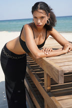 Maxi Length Textured Black Skirt