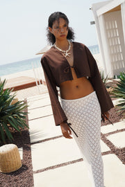 Maxi Length Openwork White Skirt