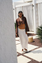 Maxi Length Openwork White Skirt