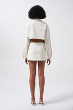 Button Detay Ecru Crop Jacket