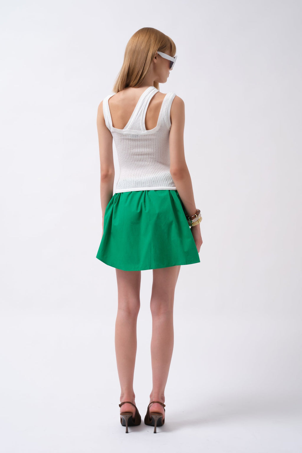 Cutout Ribbed White Blouse