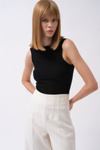 Cutout Ribbed Black Blouse