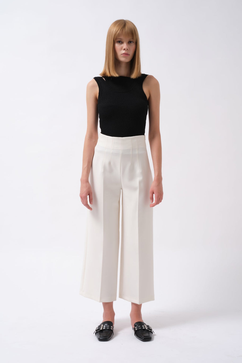 Cutout Ribbed Black Blouse