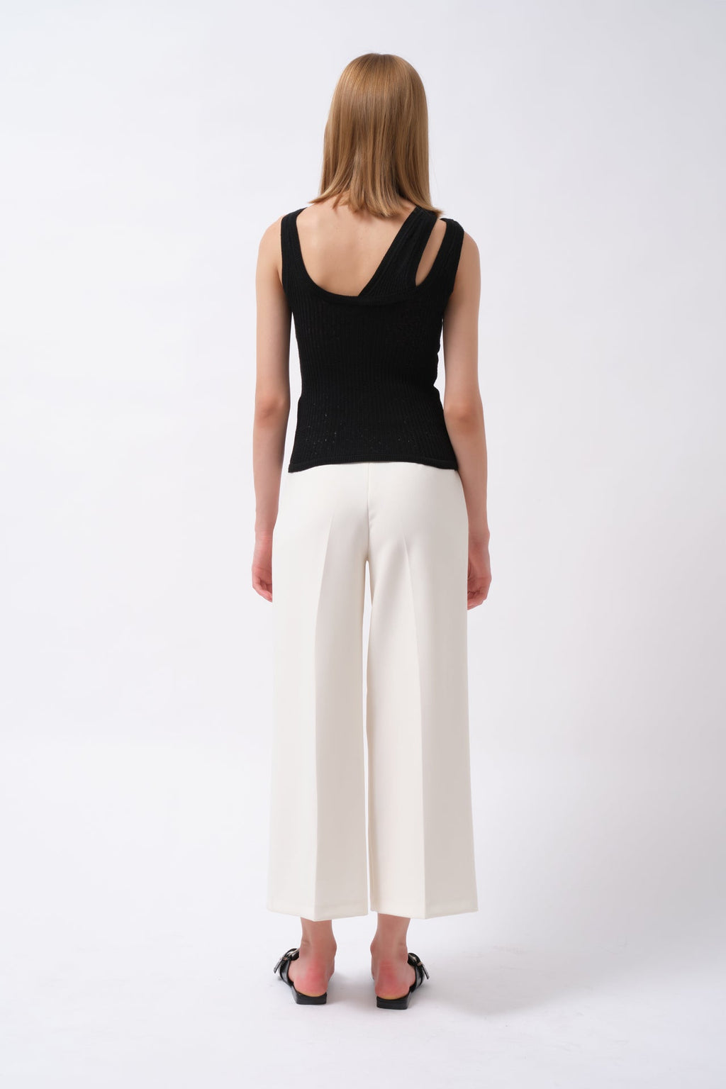 Cutout Ribbed Black Blouse