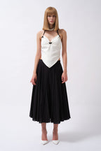 Front Ruched Detay Sirt Baglamali White Blouse