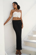 Strapless Knot Detay Ecru Blouse