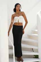 Strapless Knot Detay Ecru Blouse