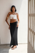 Strapless Knot Detay Ecru Blouse