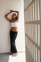 Strapless Knot Detay Ecru Blouse