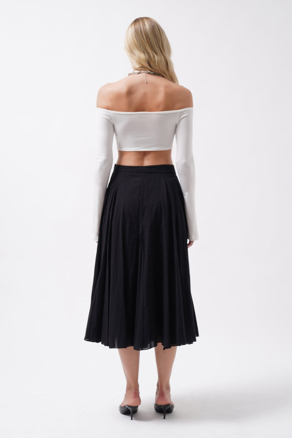 Boat Neck Adjustable Ecru Blouse