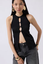 Halter Neck Bust Detay Black Blouse
