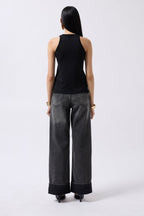 Halter Neck Bust Detay Black Blouse