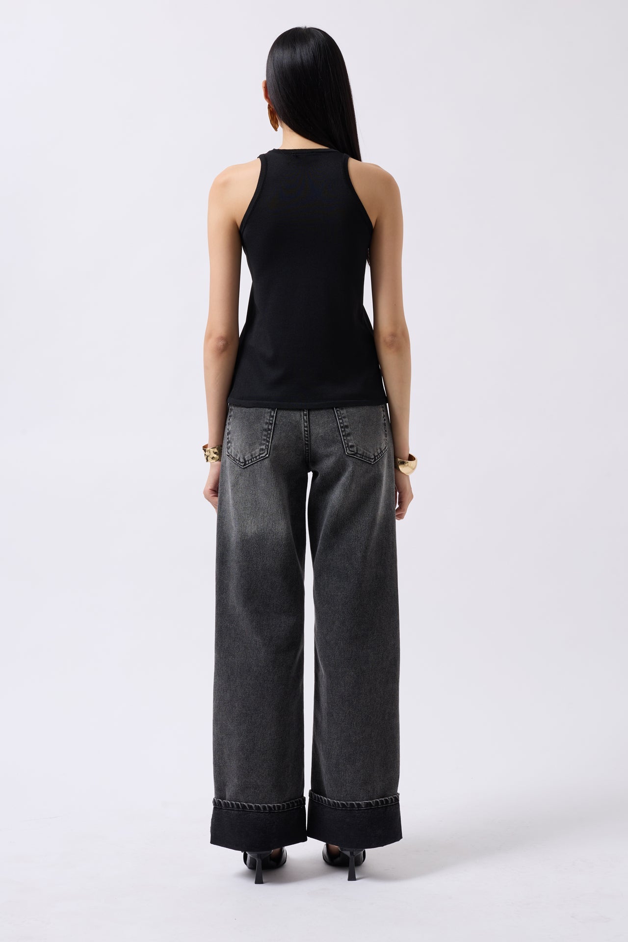 Halter Neck Bust Detay Black Blouse