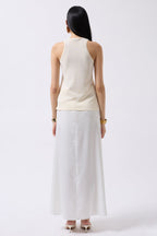Halter Neck Bust Detay Stone Blouse