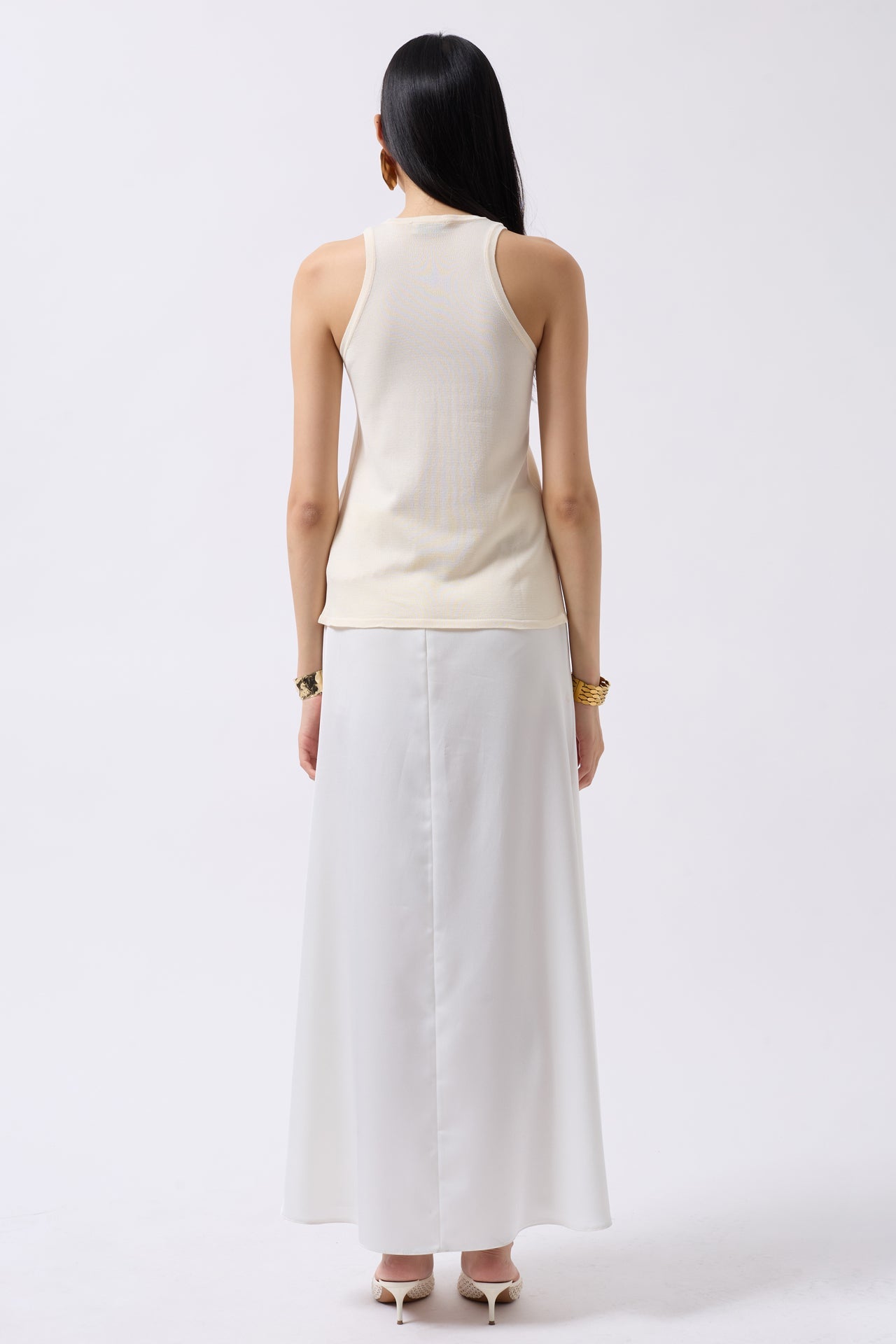Halter Neck Bust Detay Stone Blouse