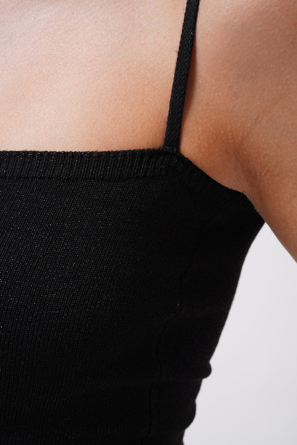 Strap Detay Parlak Black Knit Blouse