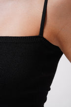 Strap Detay Parlak Black Knit Blouse