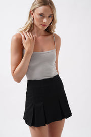 Strap Detail Shiny Silver Knit Blouse