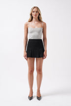 Strap Detay Parlak Silver Knit Blouse