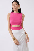 Pencere Detay Pink Knit Blouse