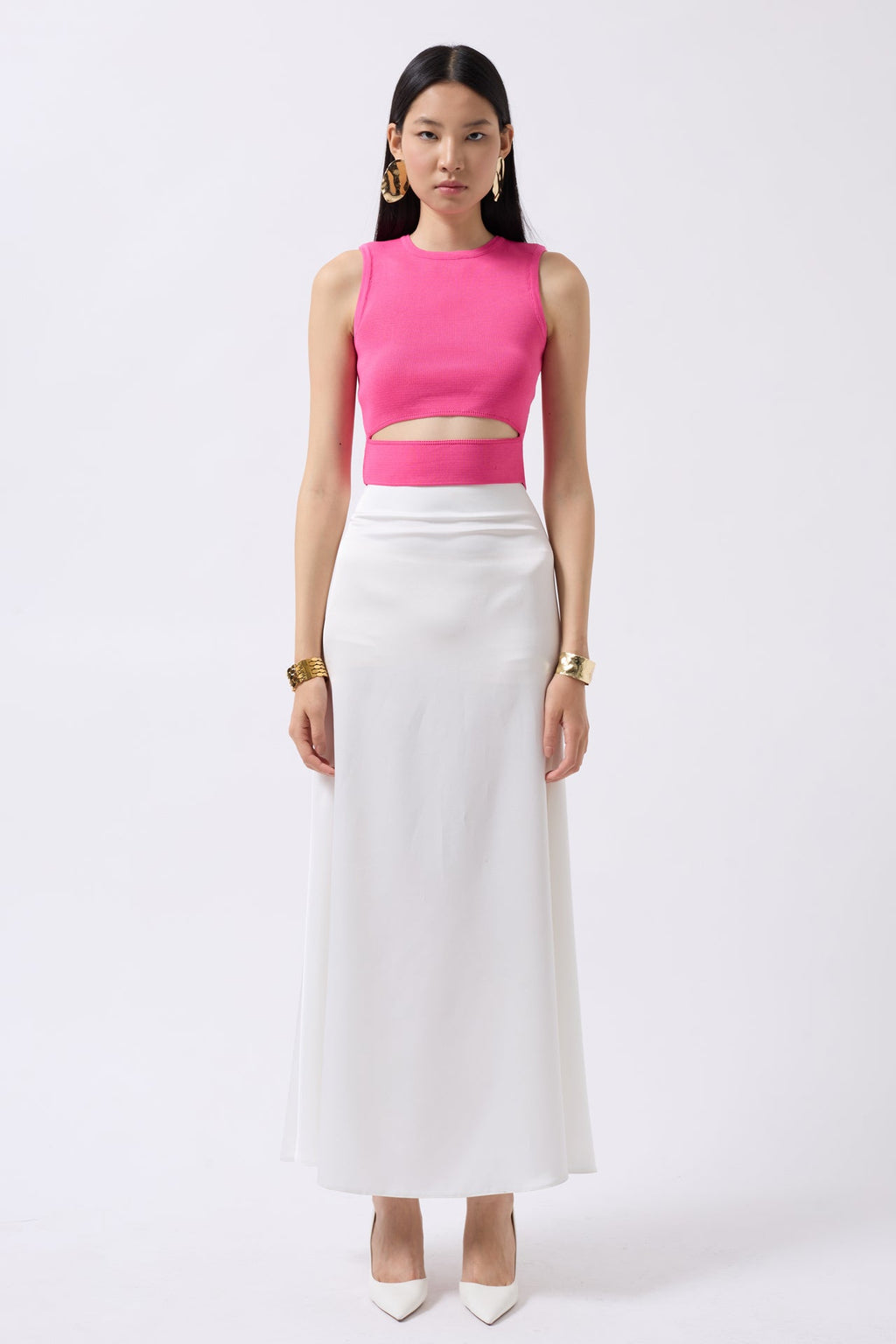Pencere Detay Pink Knit Blouse