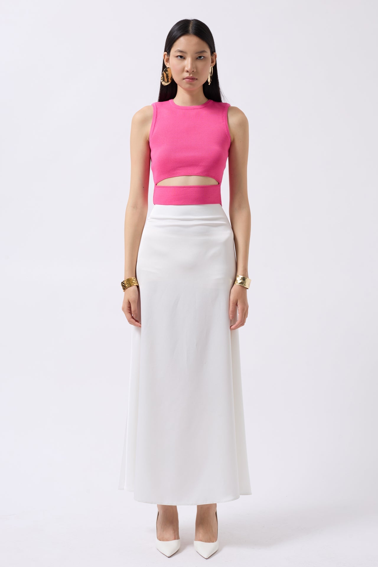 Pencere Detay Pink Knit Blouse