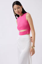 Pencere Detay Pink Knit Blouse