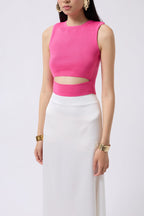 Pencere Detay Pink Knit Blouse