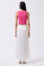 Pencere Detay Pink Knit Blouse