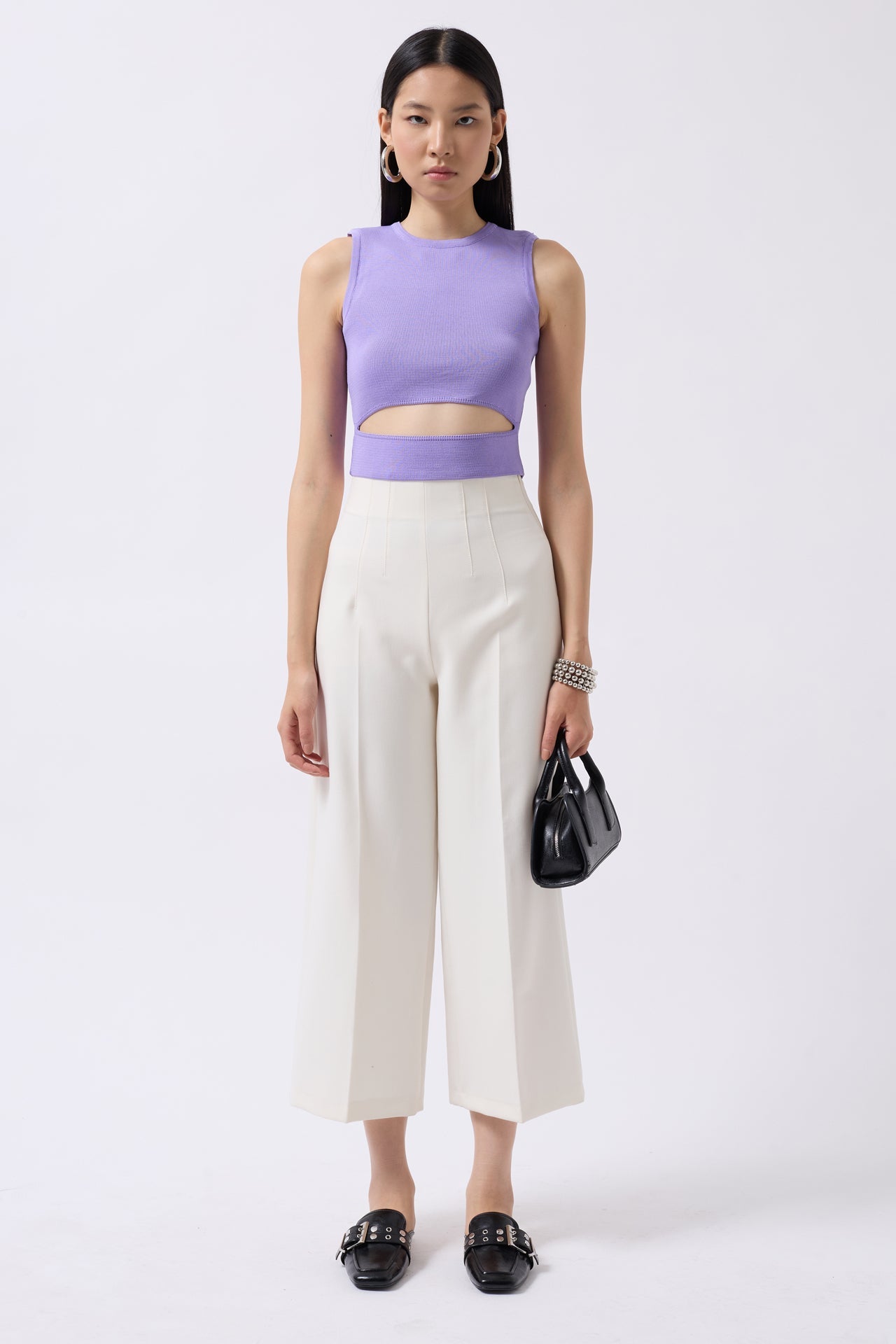 Pencere Detay Lila Knit Blouse