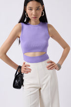 Pencere Detay Lila Knit Blouse