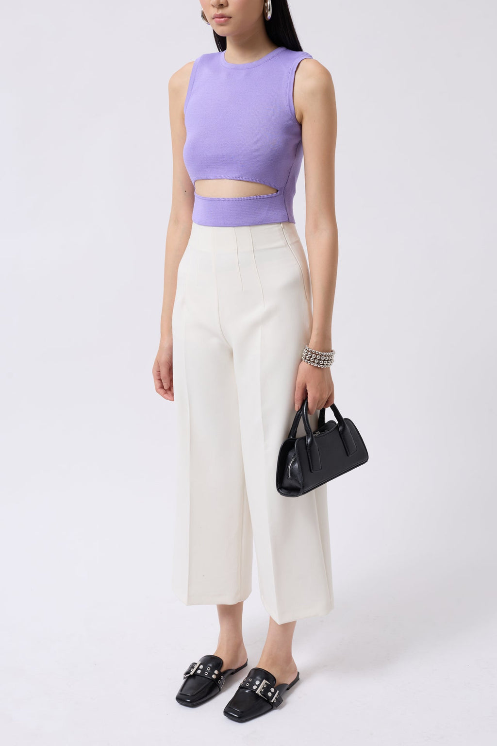 Pencere Detay Lila Knit Blouse