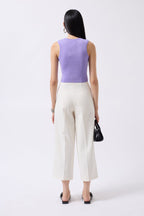 Pencere Detay Lila Knit Blouse