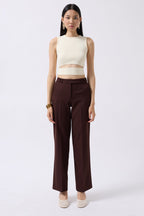 Pencere Detay Ecru Knit Blouse